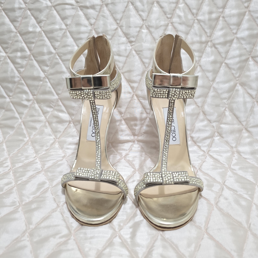 Jimmy Choo Gold Embellished Women's Sandals